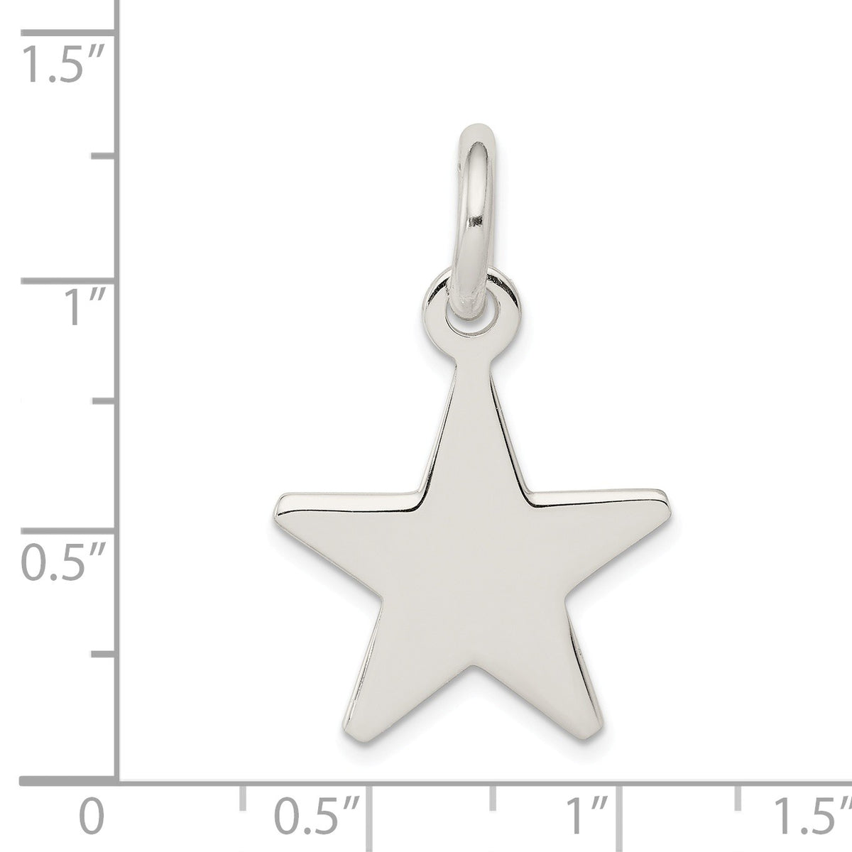 Alternate view of the Sterling Silver 20mm Polished Flat Star Pendant by The Black Bow Jewelry Co.