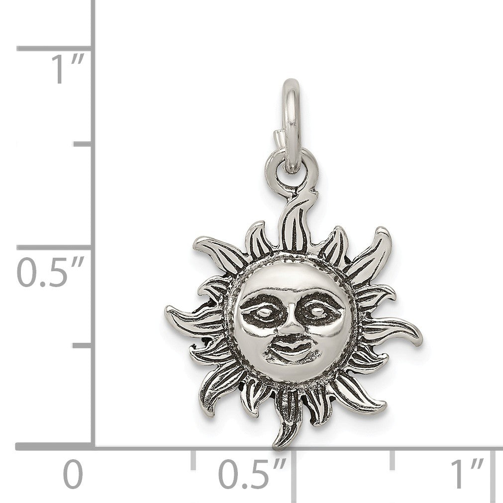 Alternate view of the Sterling Silver 17mm Antiqued Sun Pendant by The Black Bow Jewelry Co.