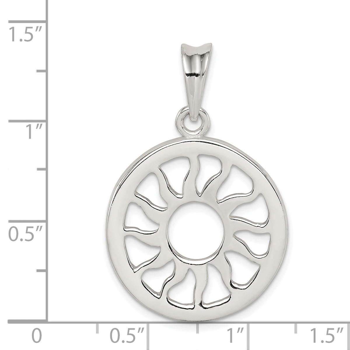 Alternate view of the Sterling Silver 24mm Polished Sun Pendant by The Black Bow Jewelry Co.