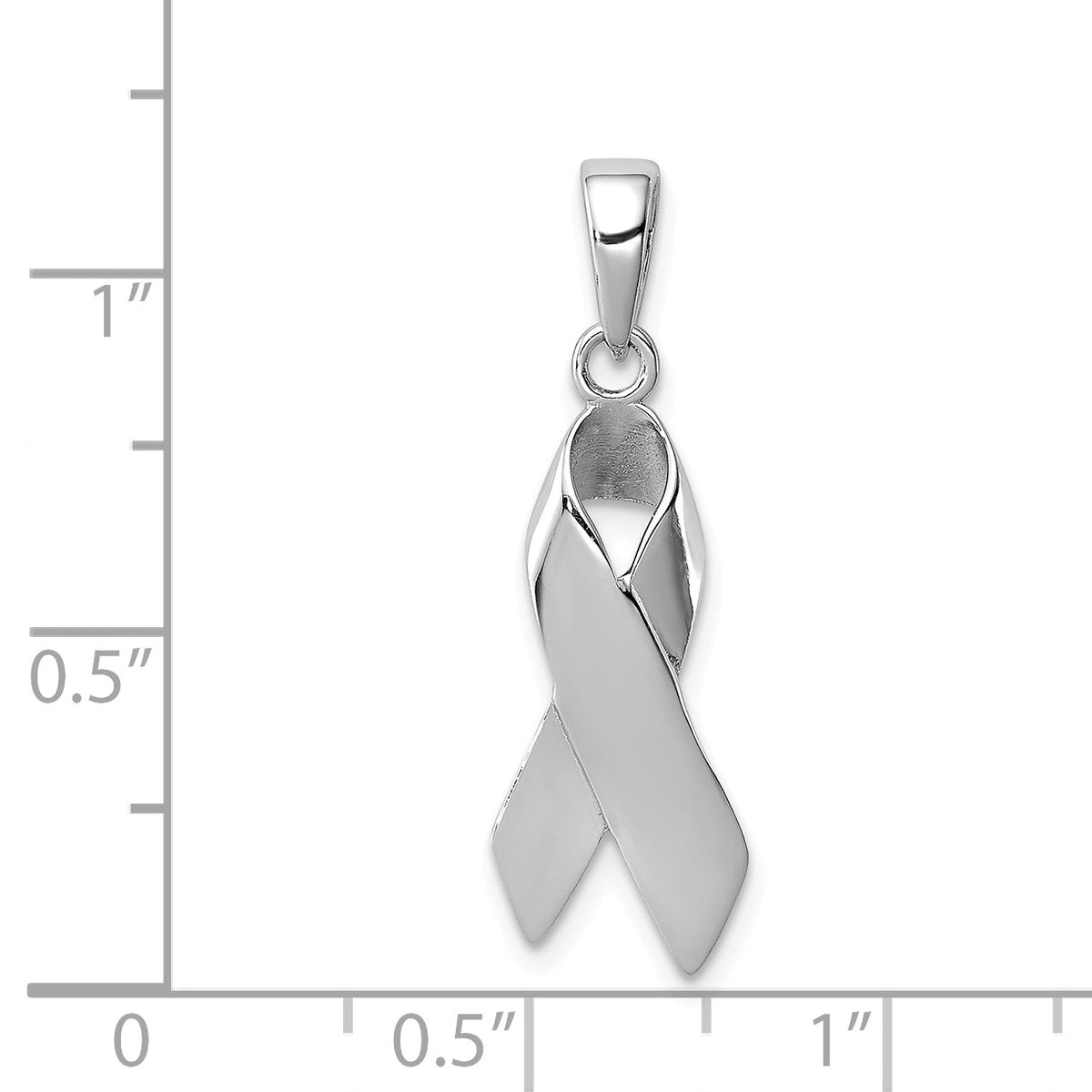 Alternate view of the Sterling Silver Polished Cancer Awareness Ribbon Pendant by The Black Bow Jewelry Co.