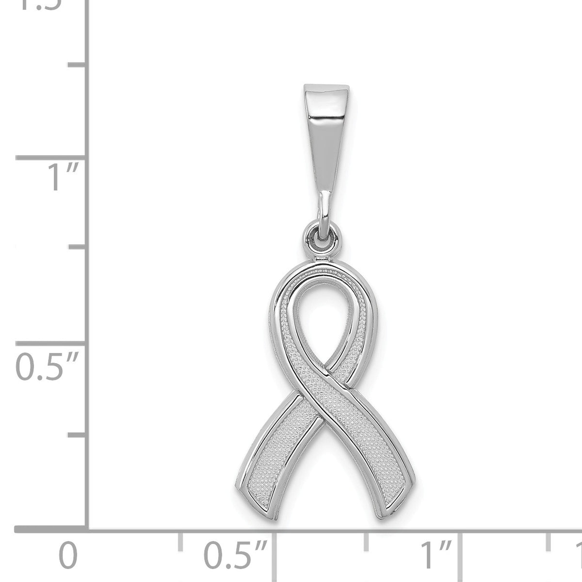 Alternate view of the 14k White Gold Polished and Satin Awareness Ribbon Pendant by The Black Bow Jewelry Co.