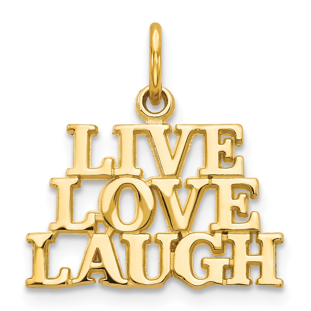14k Yellow Gold LIVE LOVE LAUGH Message Pendant, Item P11969 by The Black Bow Jewelry Co.