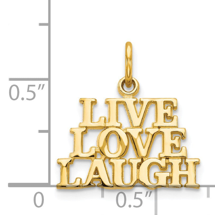 Alternate view of the 14k Yellow Gold LIVE LOVE LAUGH Message Pendant by The Black Bow Jewelry Co.
