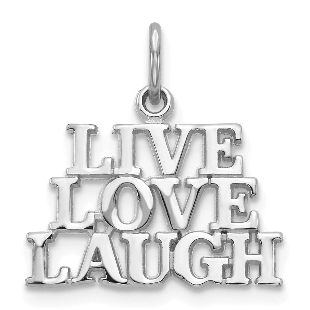 14k White Gold LIVE LOVE LAUGH Message Pendant, Item P11970 by The Black Bow Jewelry Co.