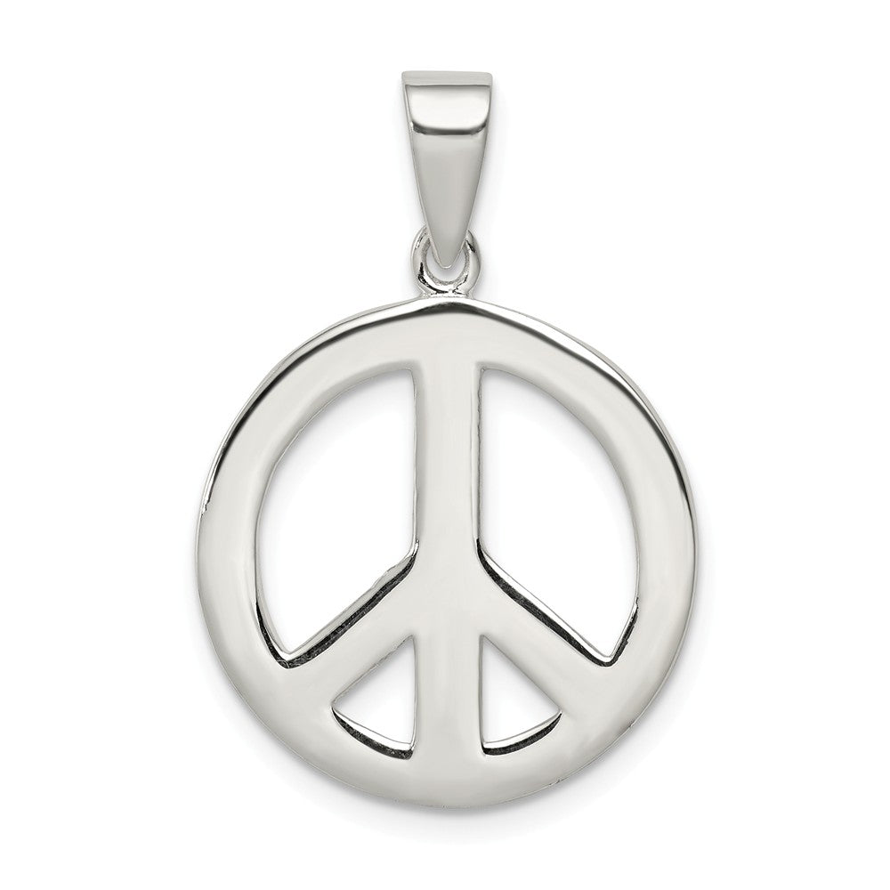 Sterling Silver 19mm Polished Peace Symbol Pendant, Item P11972 by The Black Bow Jewelry Co.
