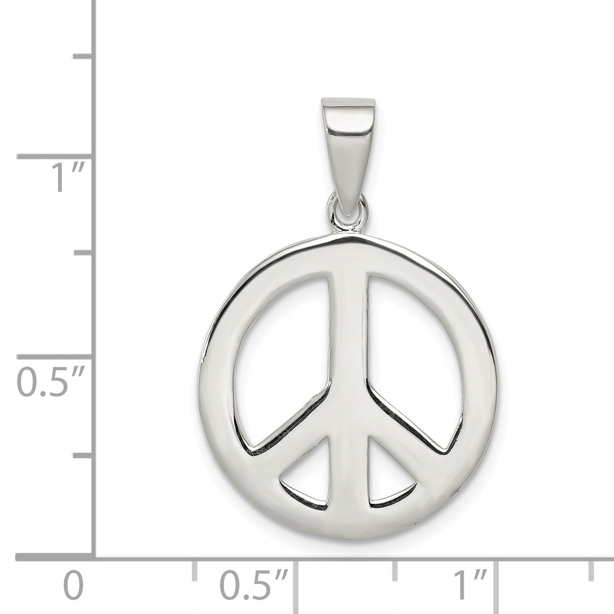 Alternate view of the Sterling Silver 19mm Polished Peace Symbol Pendant by The Black Bow Jewelry Co.