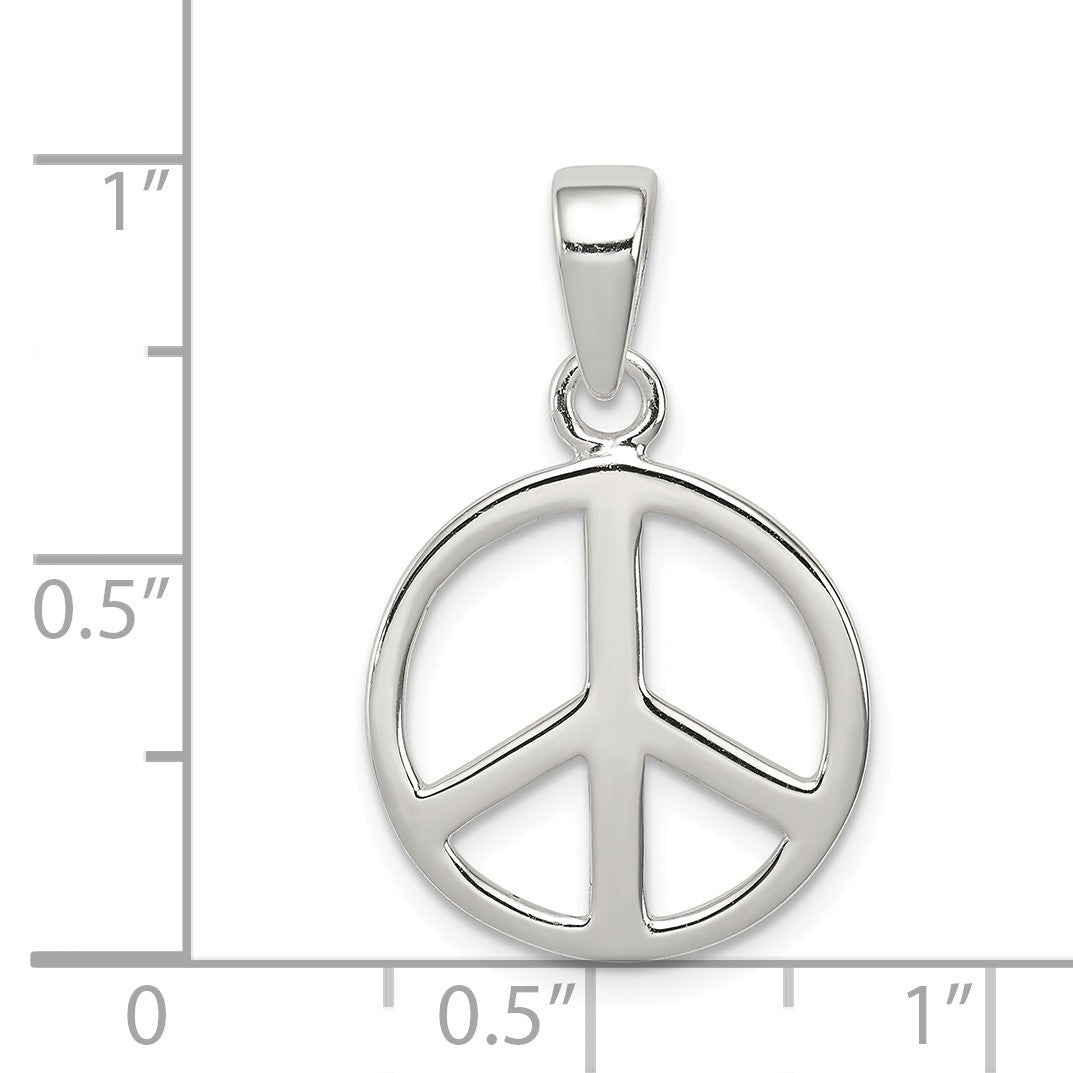Alternate view of the Sterling Silver 16mm Polished Peace Symbol Pendant by The Black Bow Jewelry Co.