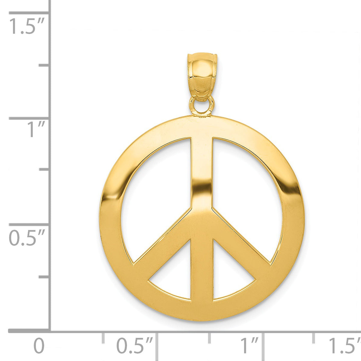 Alternate view of the 14k Yellow Gold 24mm Polished Convex Peace Symbol Pendant by The Black Bow Jewelry Co.