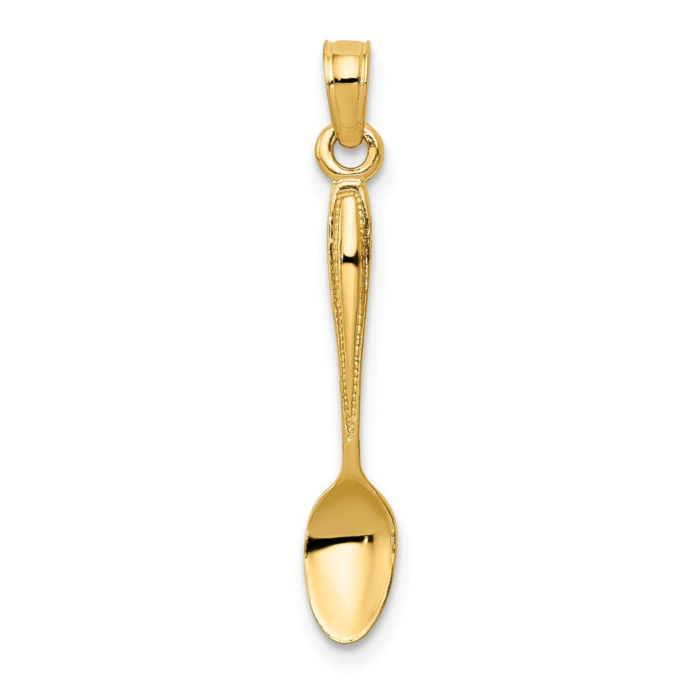 14k Yellow Gold 3D Table Spoon Pendant, Item P11987 by The Black Bow Jewelry Co.