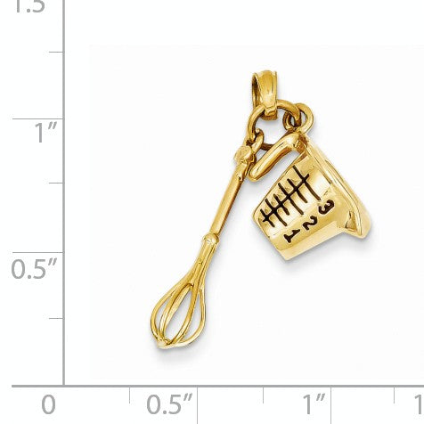 Alternate view of the 14k Yellow Gold and Enamel 3D Measuring Cup and Whisk by The Black Bow Jewelry Co.