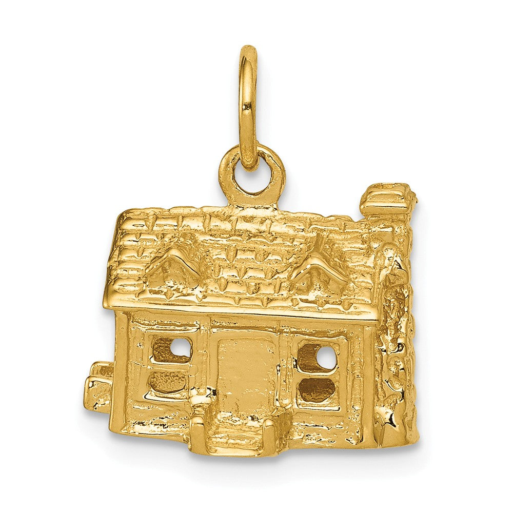 14k Yellow Gold 3D House Pendant, Item P11994 by The Black Bow Jewelry Co.