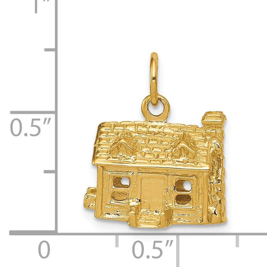 Alternate view of the 14k Yellow Gold 3D House Pendant by The Black Bow Jewelry Co.