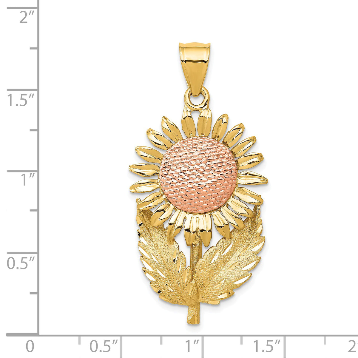 Alternate view of the 14k Yellow and Rose Gold Large Two Tone Sunflower Pendant by The Black Bow Jewelry Co.