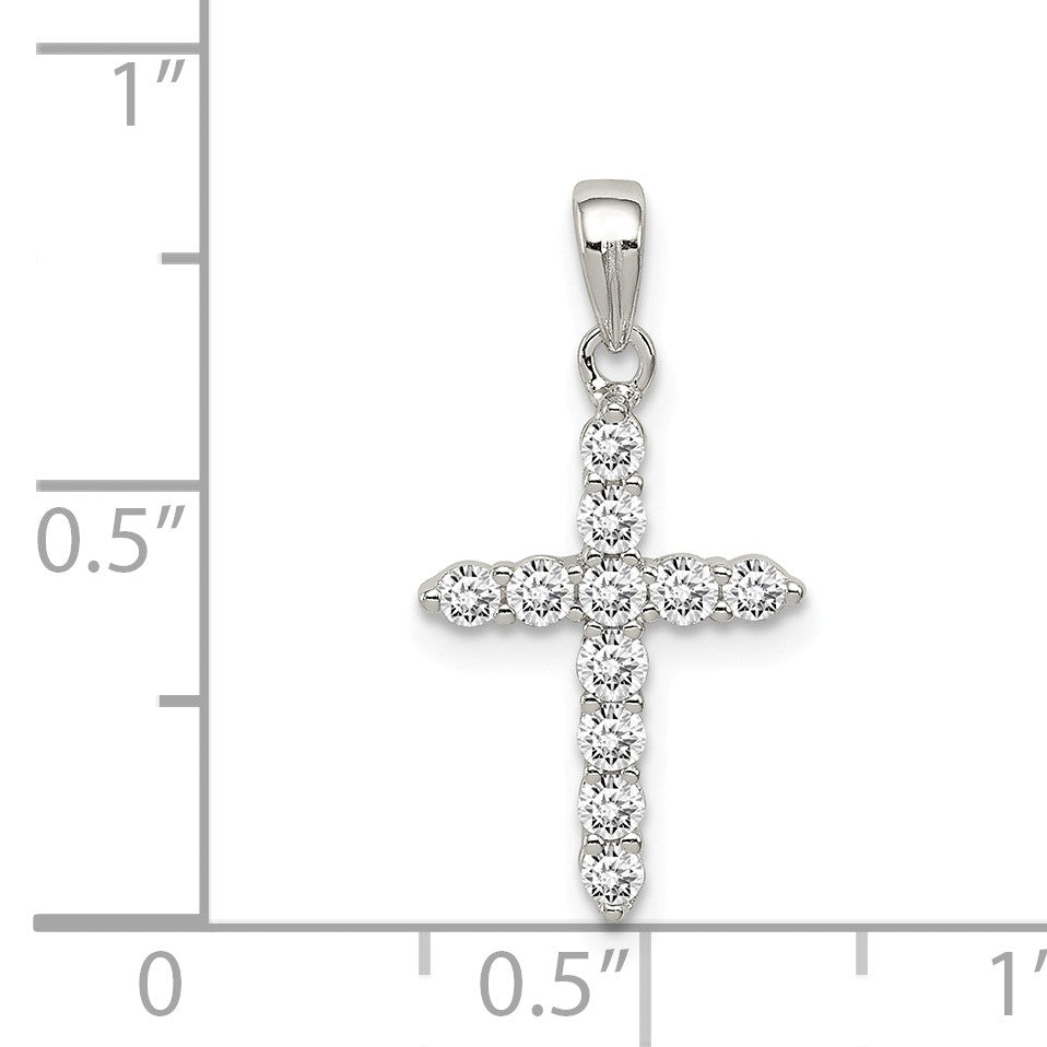 Alternate view of the Sterling Silver and Cubic Zirconia Small Cross Pendant by The Black Bow Jewelry Co.