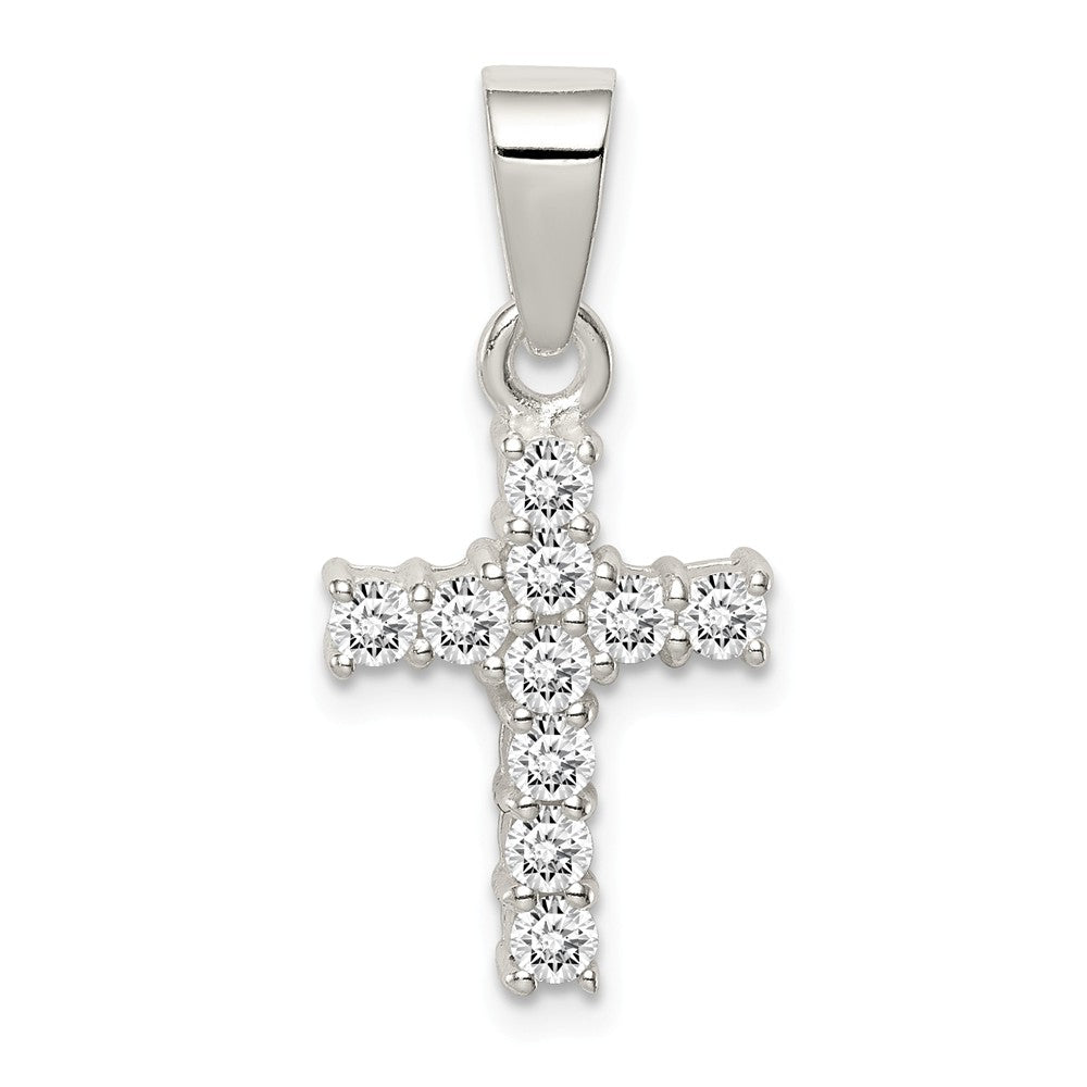 Sterling Silver and Cubic Zirconia Medium Cross Pendant, Item P12007 by The Black Bow Jewelry Co.