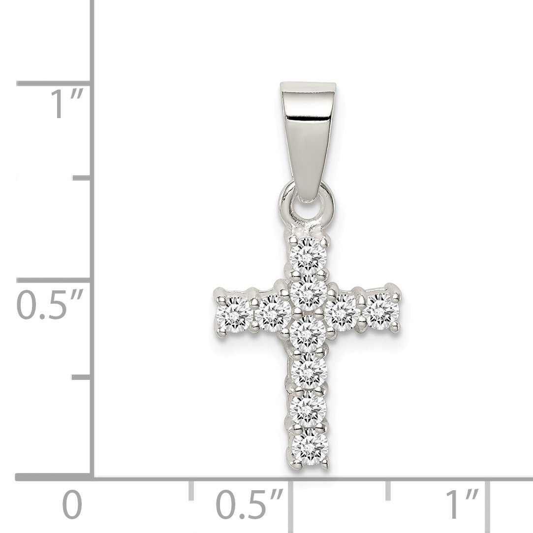 Alternate view of the Sterling Silver and Cubic Zirconia Medium Cross Pendant by The Black Bow Jewelry Co.