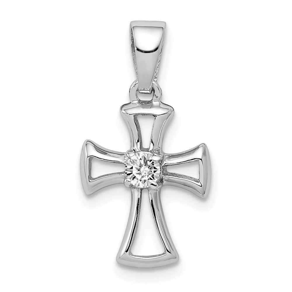 Sterling Silver and Cubic Zirconia Maltese Cross Pendent, Item P12009 by The Black Bow Jewelry Co.
