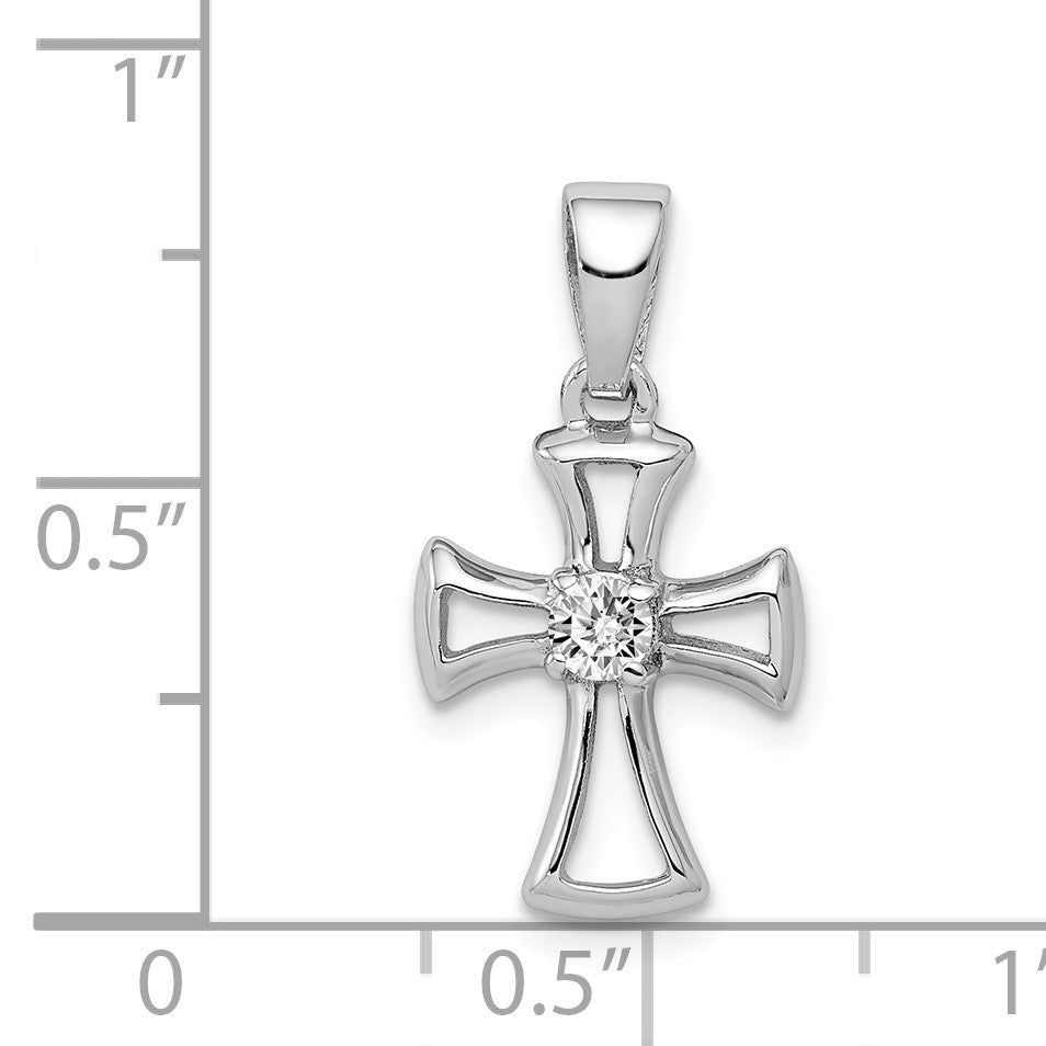 Alternate view of the Sterling Silver and Cubic Zirconia Maltese Cross Pendent by The Black Bow Jewelry Co.