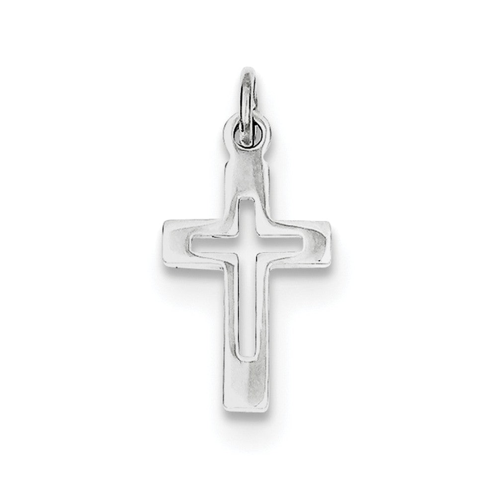 Sterling Silver Polished Cutout Cross Charm, Item P12010 by The Black Bow Jewelry Co.