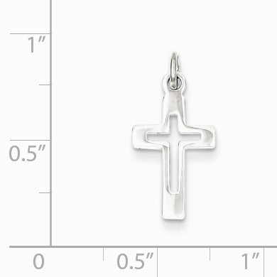 Alternate view of the Sterling Silver Polished Cutout Cross Charm by The Black Bow Jewelry Co.