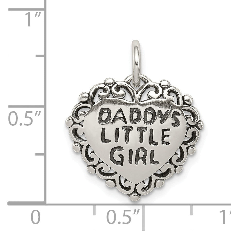 Alternate view of the Sterling Silver 16mm Antiqued Daddy&#39;s Little Girl Heart Pendant by The Black Bow Jewelry Co.