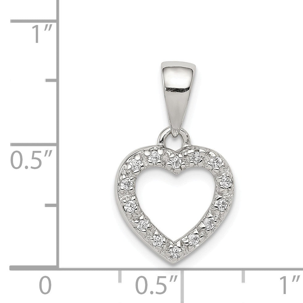 Alternate view of the Sterling Silver and Cubic Zirconia Heart Shaped Pendant, 11mm by The Black Bow Jewelry Co.