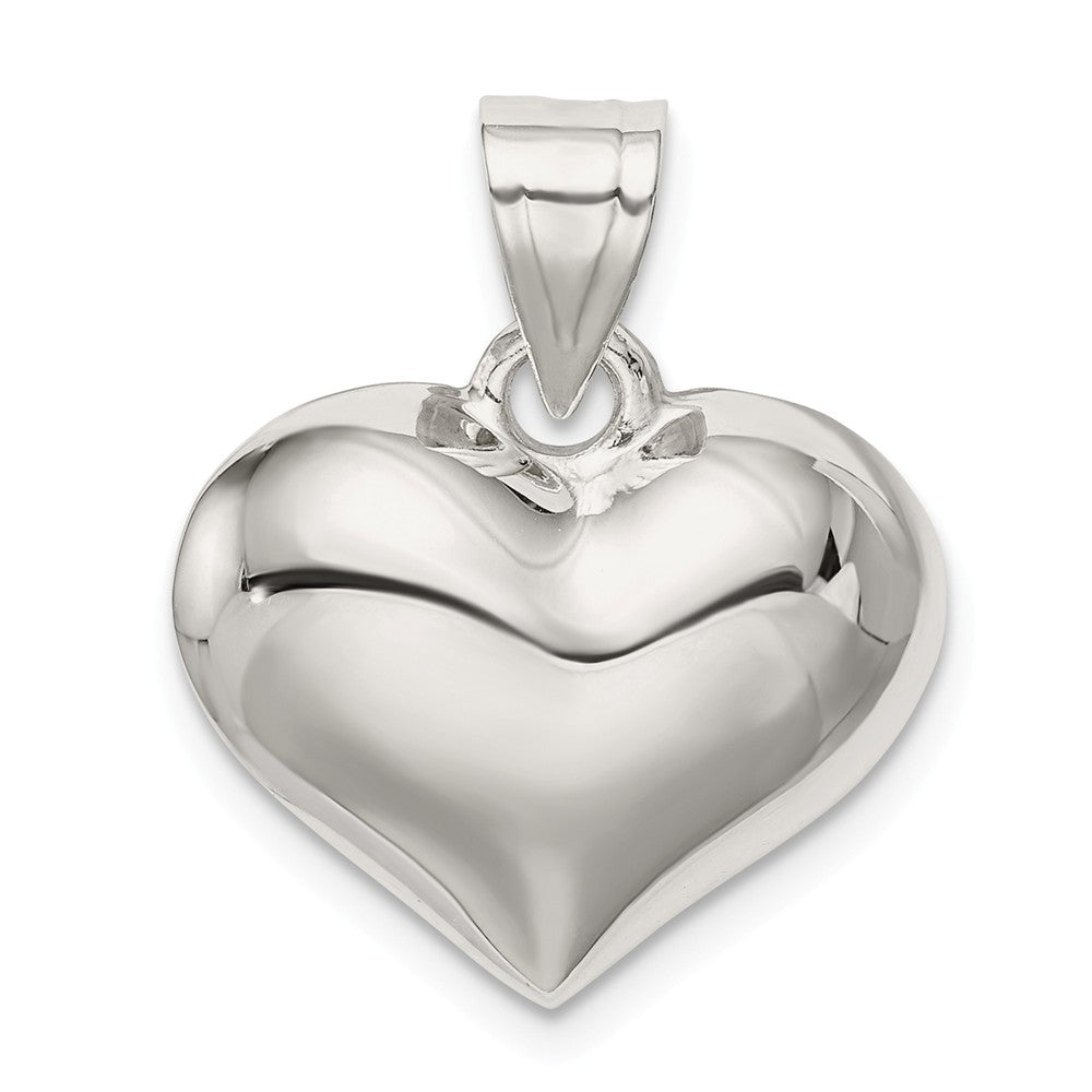 Sterling Silver 18mm Puffed Heart Pendant, Item P12020 by The Black Bow Jewelry Co.