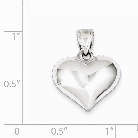 Alternate view of the Sterling Silver 18mm Puffed Heart Pendant by The Black Bow Jewelry Co.
