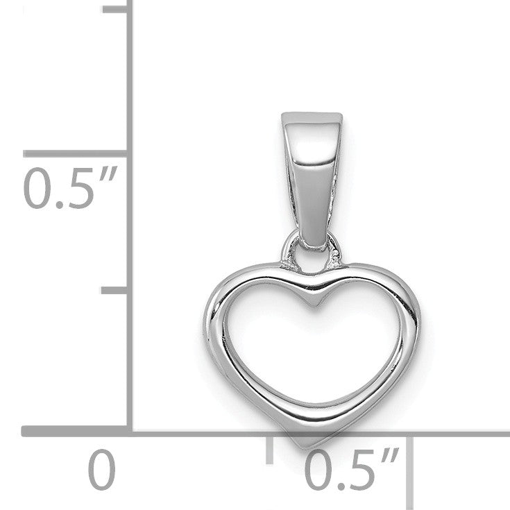 Alternate view of the Sterling Silver 10mm Open Heart Pendant by The Black Bow Jewelry Co.