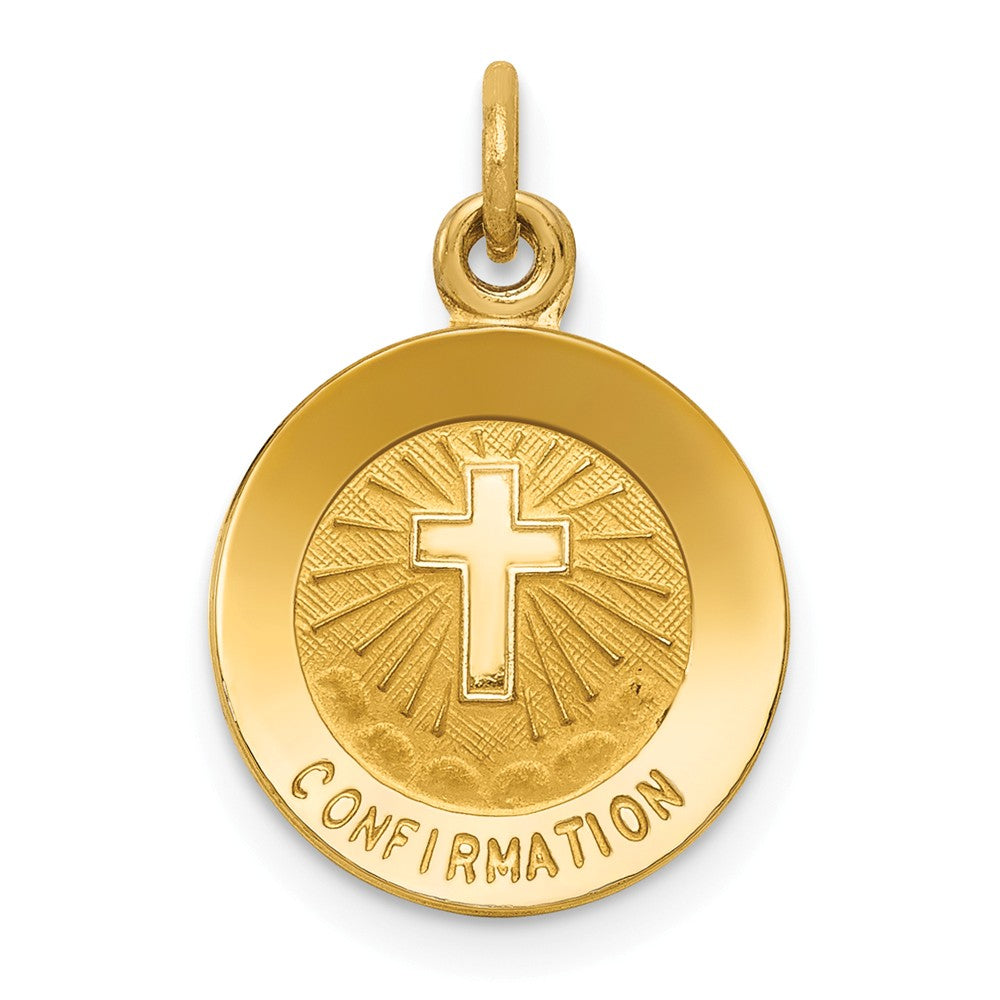 14k Yellow Gold 12mm Confirmation Disc Charm, Item P12026 by The Black Bow Jewelry Co.
