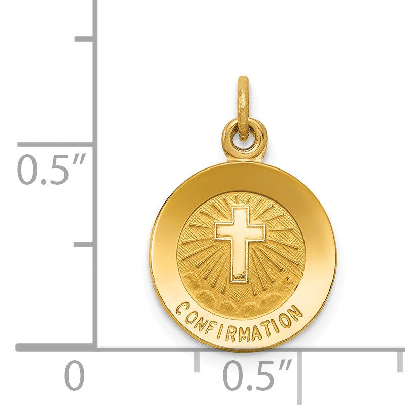 Alternate view of the 14k Yellow Gold 12mm Confirmation Disc Charm by The Black Bow Jewelry Co.