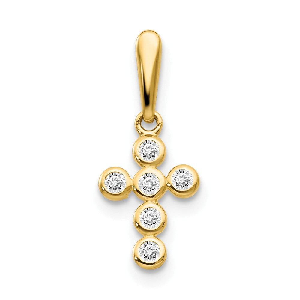 14k Yellow Gold and Cubic Zirconia Jeweled Cross Pendant, 10mm, Item P12030 by The Black Bow Jewelry Co.