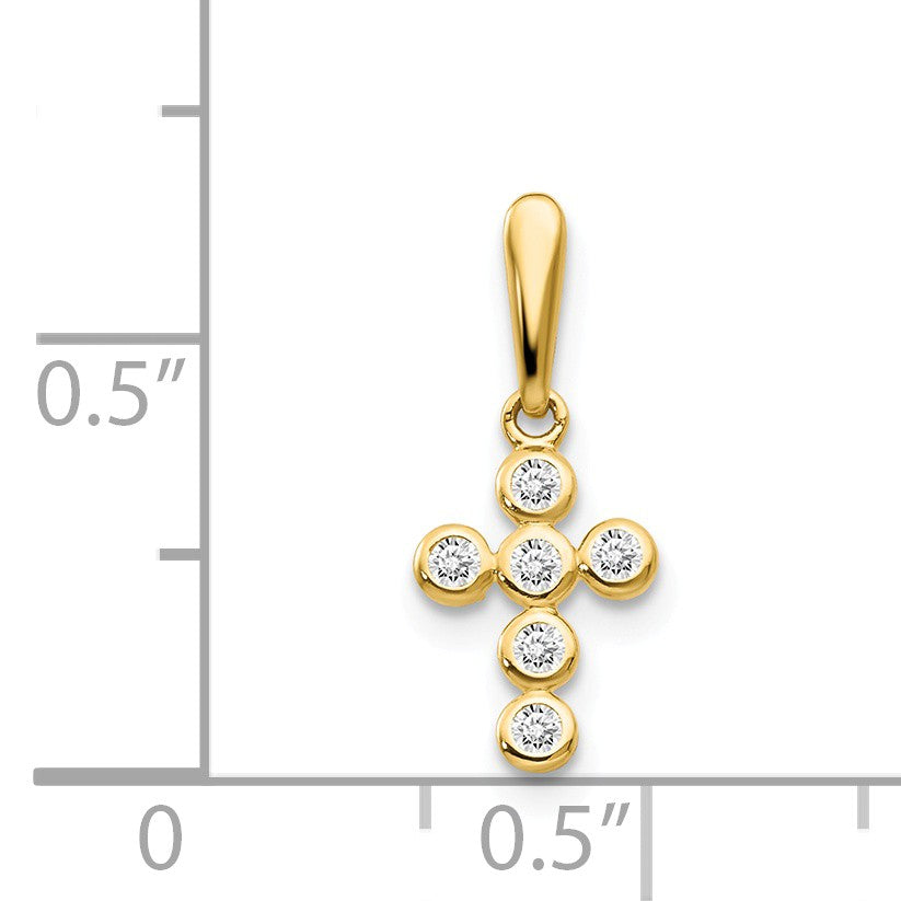 Alternate view of the 14k Yellow Gold and Cubic Zirconia Jeweled Cross Pendant, 10mm by The Black Bow Jewelry Co.