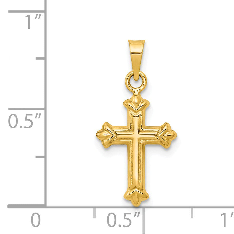 Alternate view of the 14k Yellow Gold Small Hollow Fleur de Lis Cross Pendant by The Black Bow Jewelry Co.