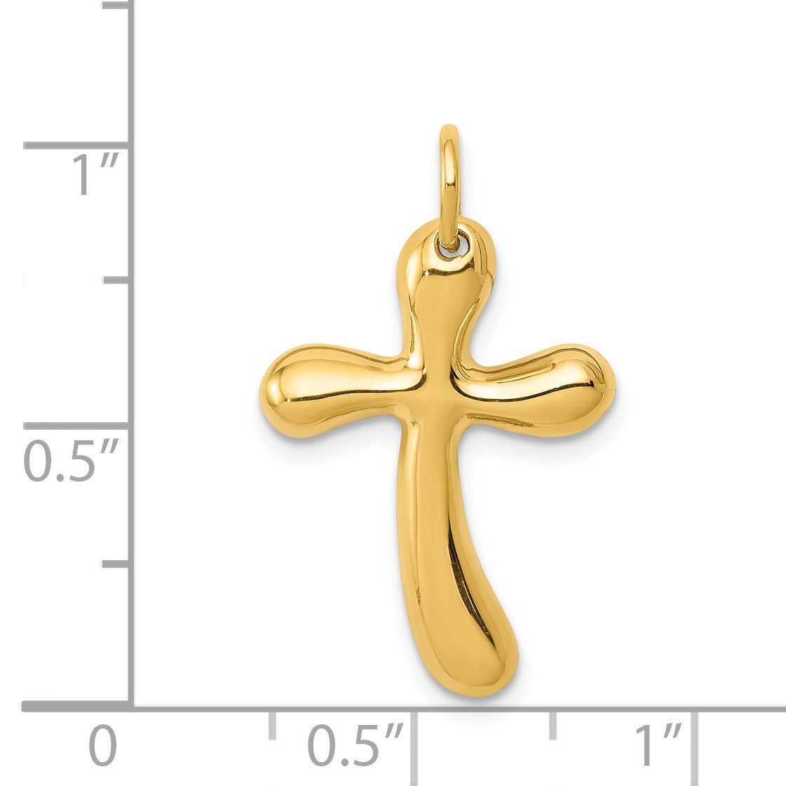 Alternate view of the 14k Yellow Gold Polished Freeform Cross Pendant by The Black Bow Jewelry Co.