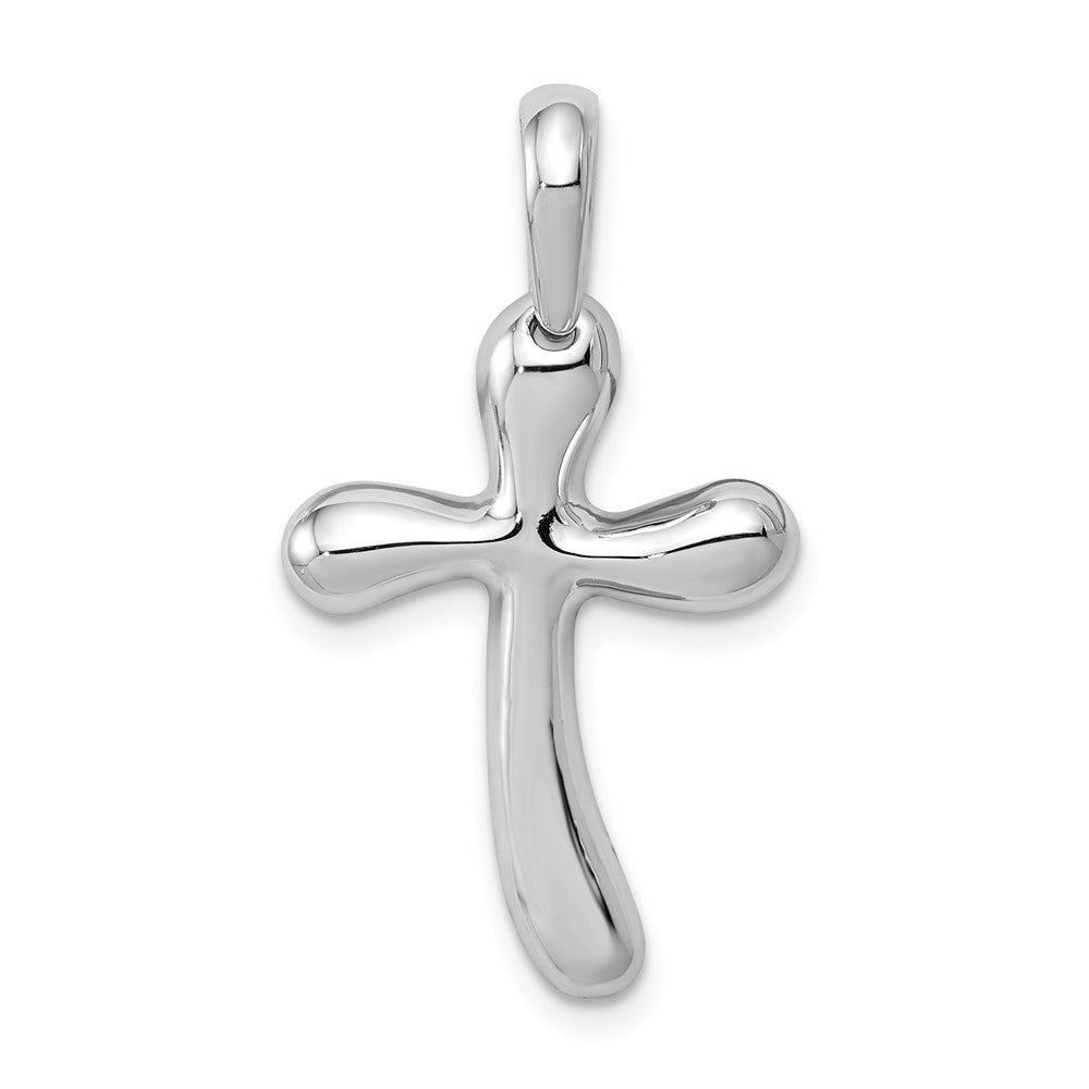 14k White Gold Polished Freeform Cross Pendant, Item P12039 by The Black Bow Jewelry Co.