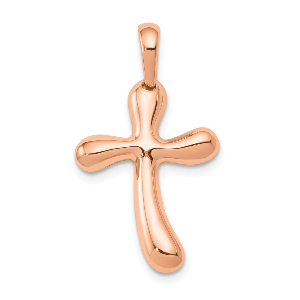 14k Rose Gold Polished Freeform Cross Pendant, Item P12040 by The Black Bow Jewelry Co.
