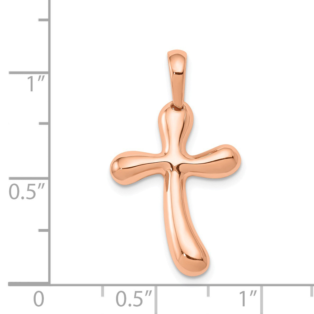 Alternate view of the 14k Rose Gold Polished Freeform Cross Pendant by The Black Bow Jewelry Co.