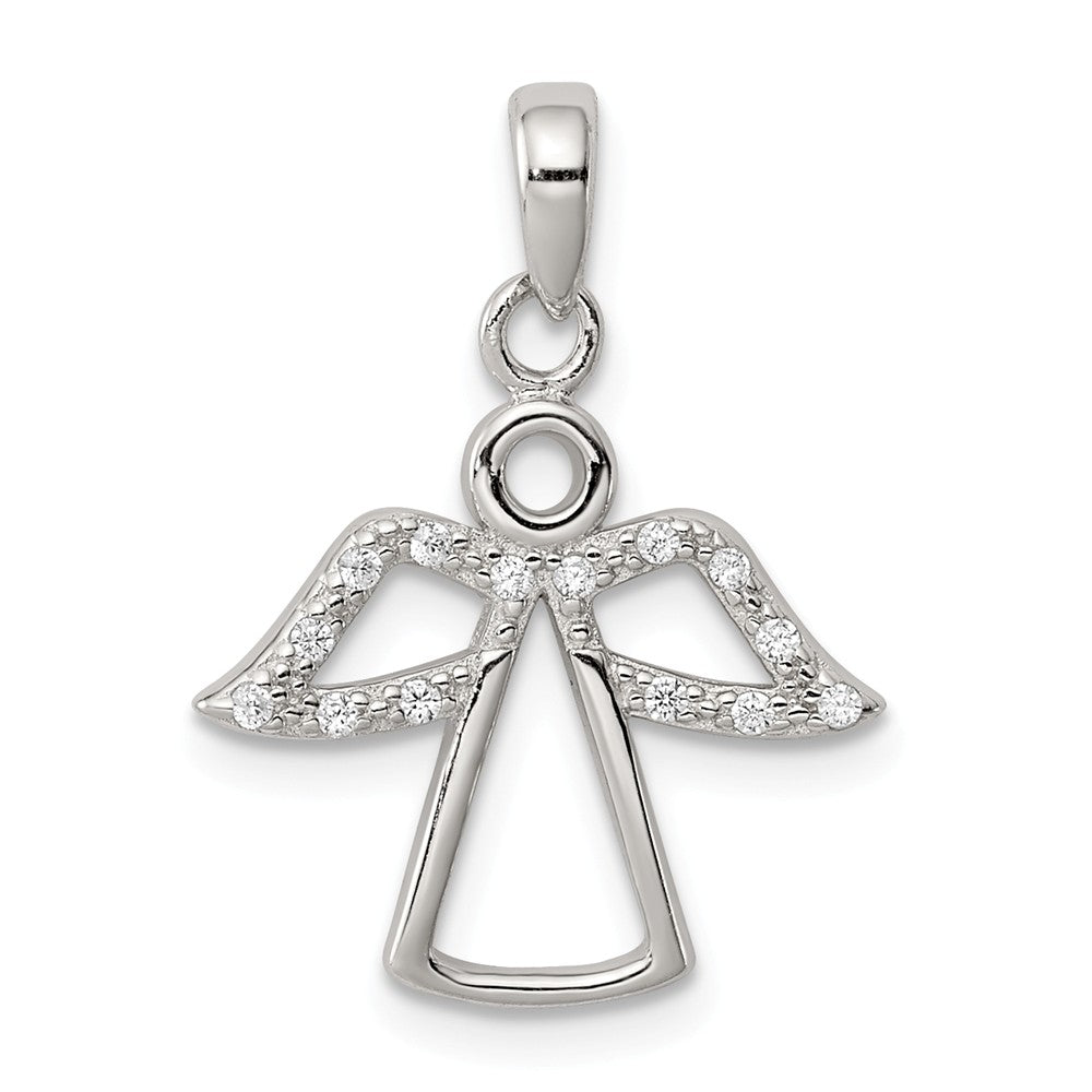 Sterling Silver and Cubic Zirconia Angel Pendant, Item P12041 by The Black Bow Jewelry Co.