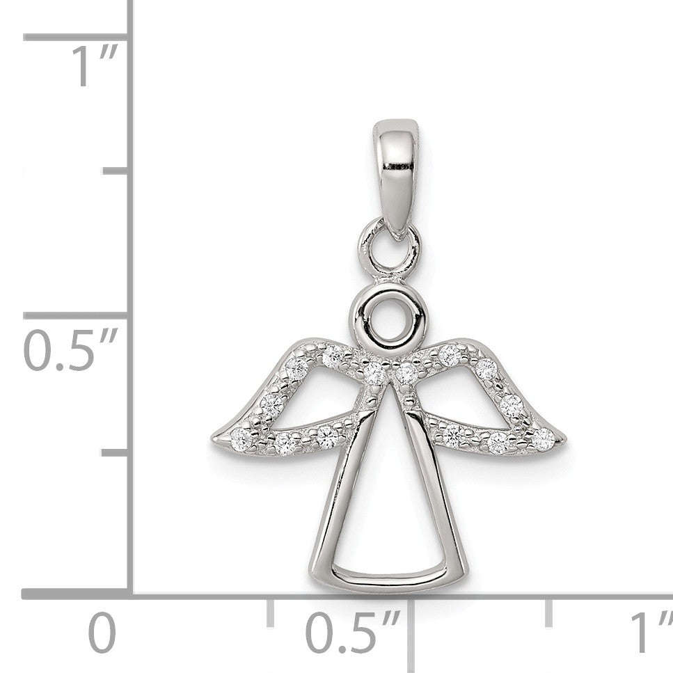 Alternate view of the Sterling Silver and Cubic Zirconia Angel Pendant by The Black Bow Jewelry Co.