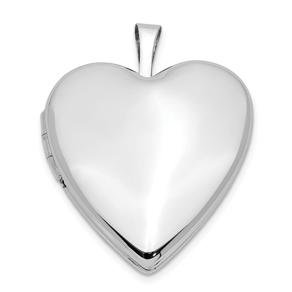 14k White Gold Polished Heart Locket, 20mm, Item P12067 by The Black Bow Jewelry Co.