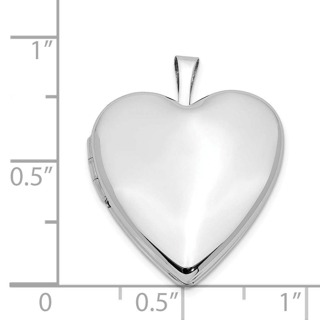 Alternate view of the 14k White Gold Polished Heart Locket, 20mm by The Black Bow Jewelry Co.