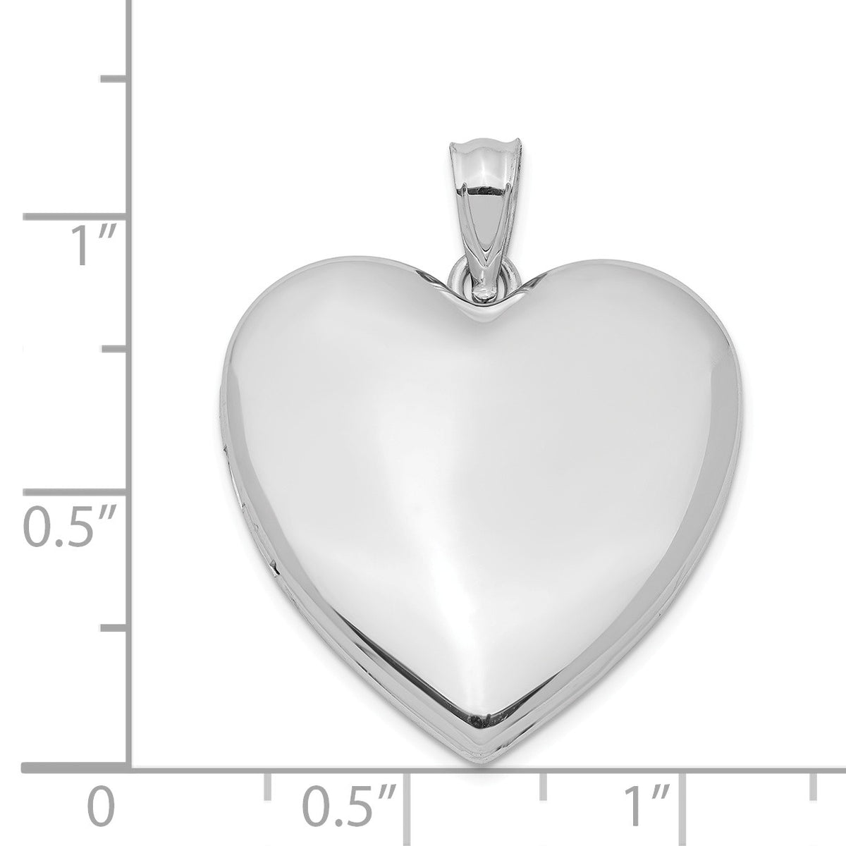 Alternate view of the Sterling Silver 24mm Polished Heart Locket Necklace by The Black Bow Jewelry Co.