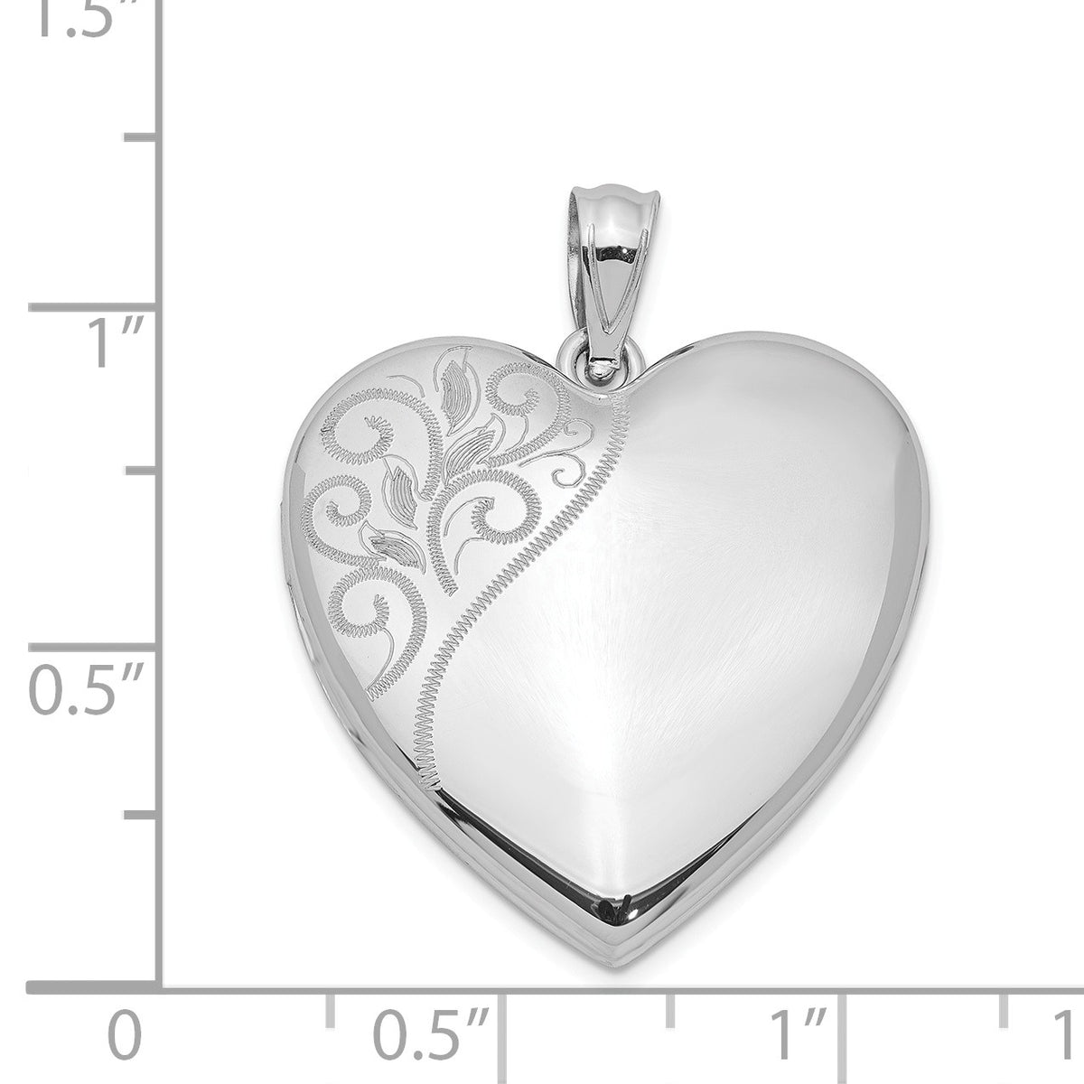 Alternate view of the Sterling Silver 24mm Swirl Accent Heart Locket by The Black Bow Jewelry Co.