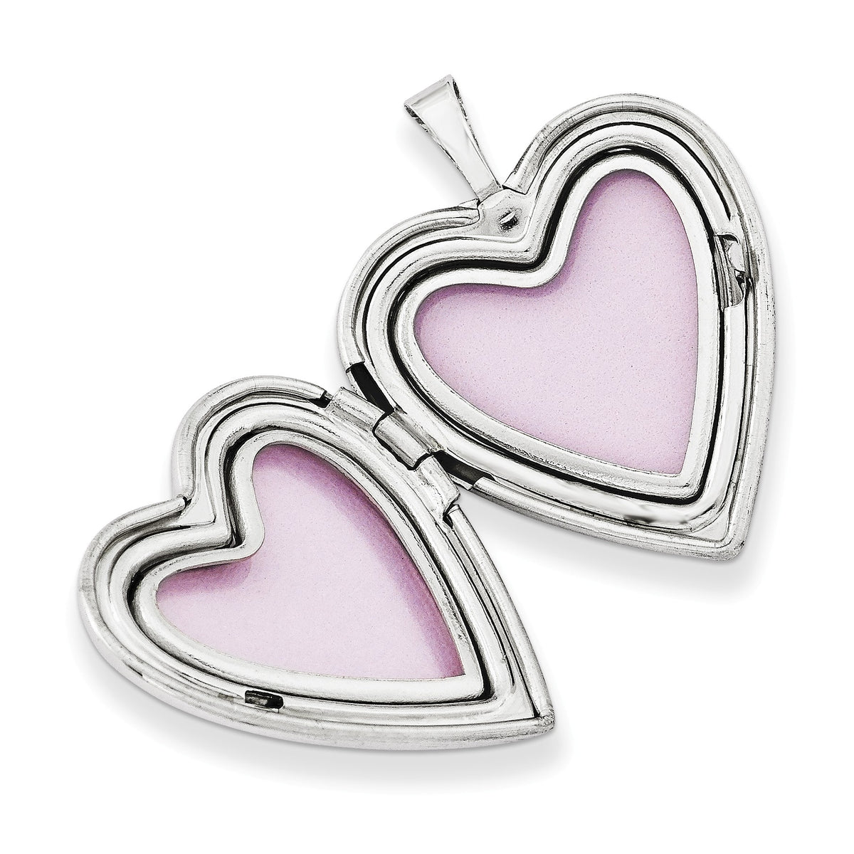 Alternate view of the 20mm Satin and Polished Diamond Heart Locket in Sterling Silver by The Black Bow Jewelry Co.