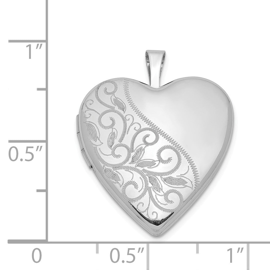 Alternate view of the Sterling Silver 20mm Scrolled Heart Locket Necklace by The Black Bow Jewelry Co.