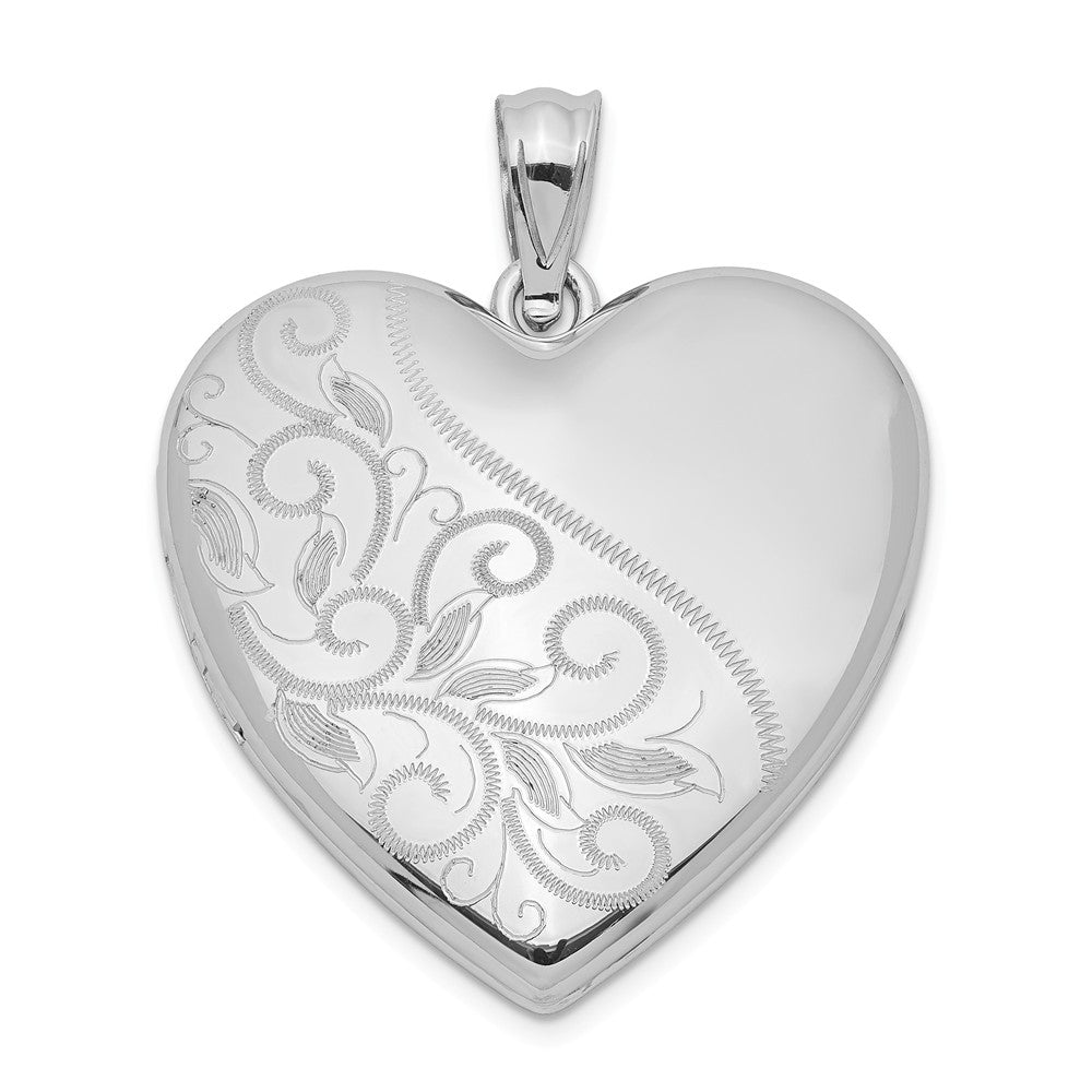 Sterling Silver 24mm Scrolled Heart Family Locket, Item P12094 by The Black Bow Jewelry Co.