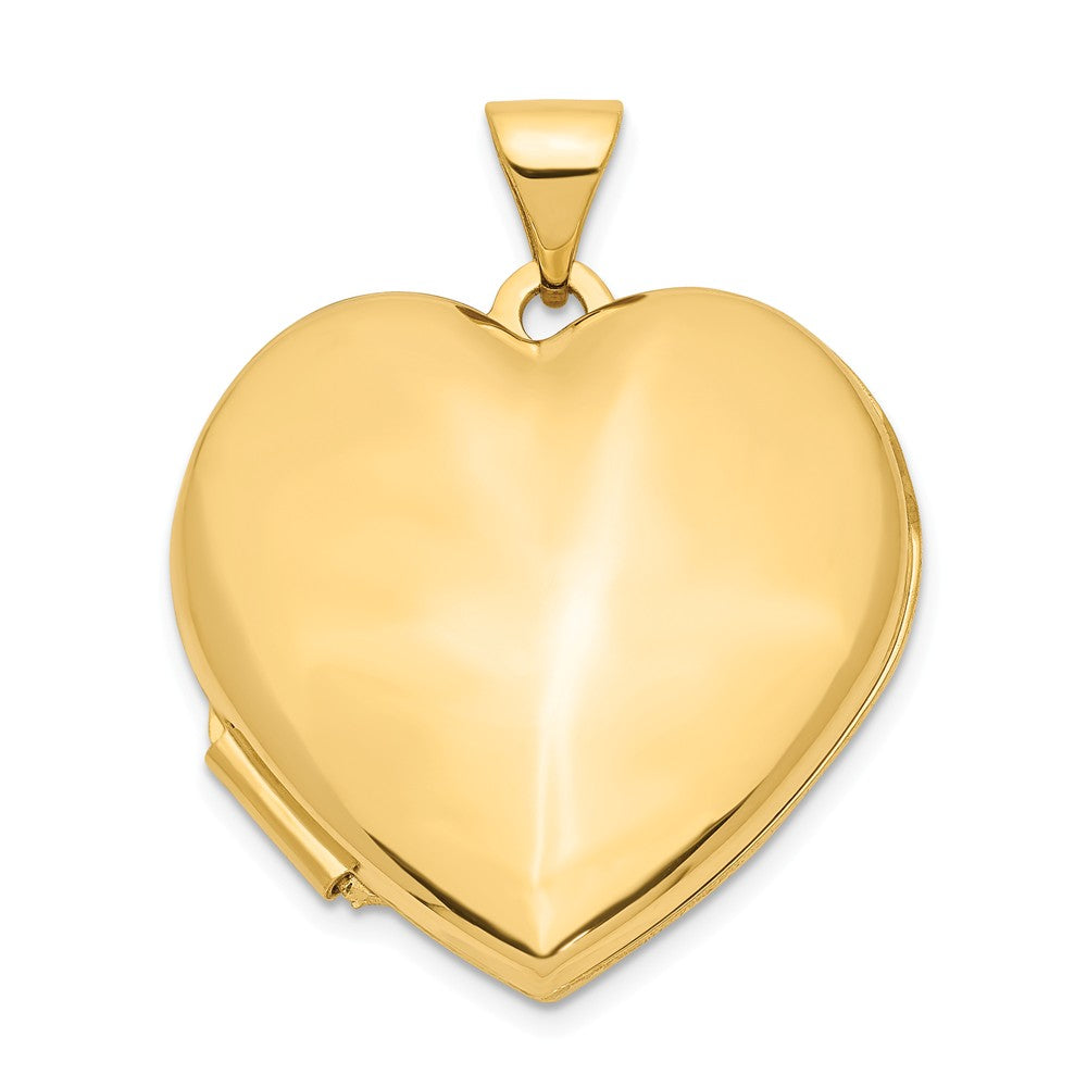 14k Yellow Gold 21mm Polished Domed Heart Locket, Item P12098 by The Black Bow Jewelry Co.
