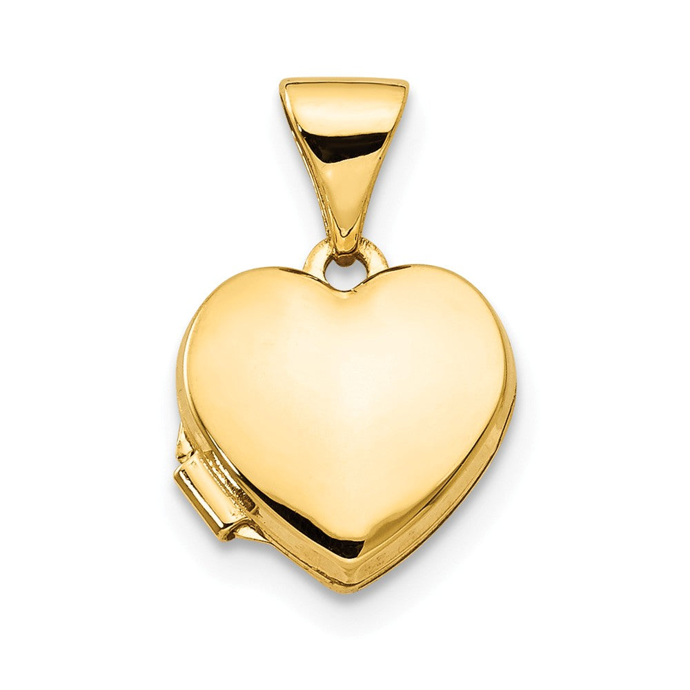 14k Yellow Gold 10mm Polished Heart Shaped Locket, Item P12104 by The Black Bow Jewelry Co.