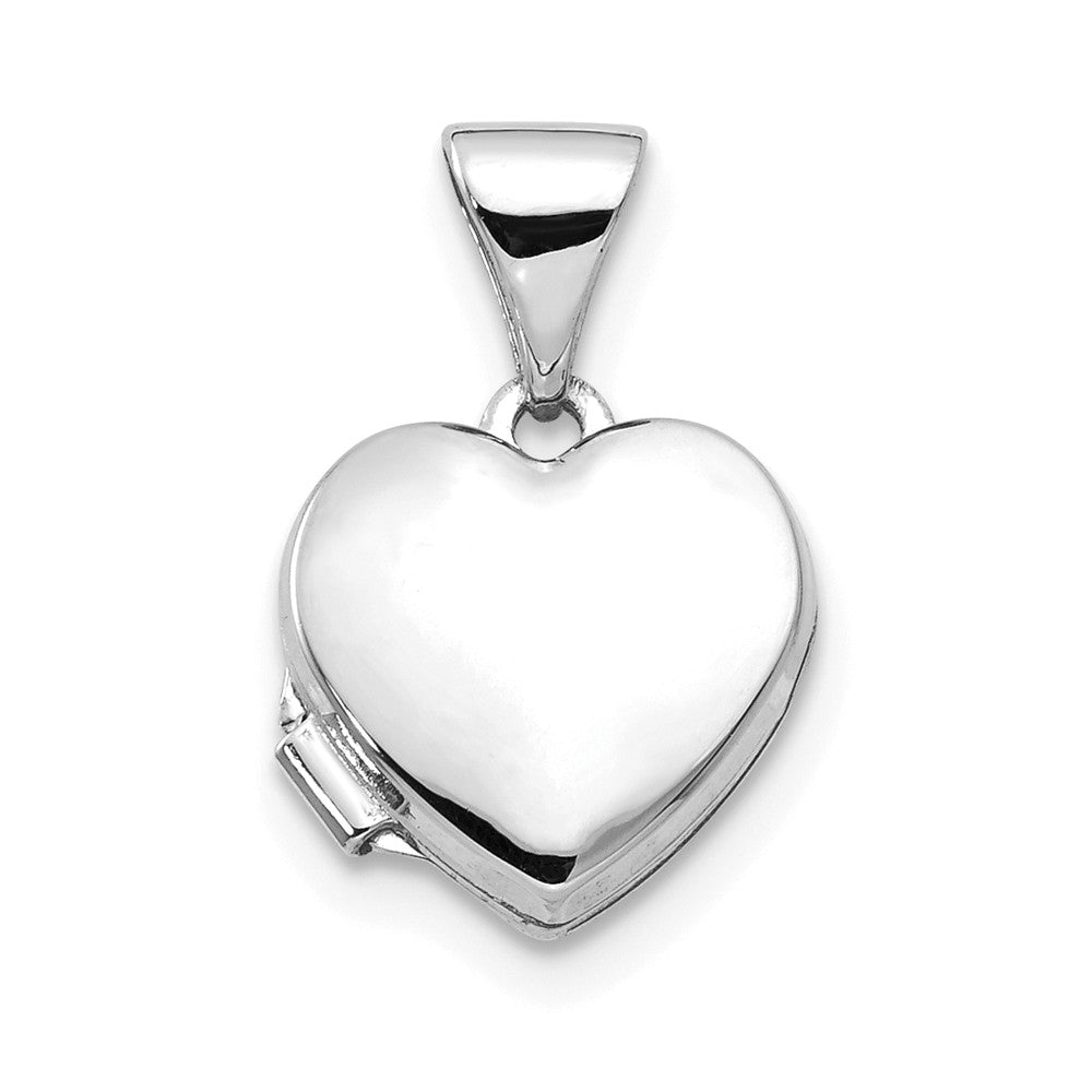 14k White Gold 10mm Polished Heart Shaped Locket, Item P12105 by The Black Bow Jewelry Co.